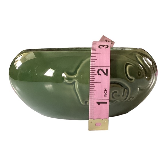 Majolica Elephant Mother And Baby Embossed Ceramic Planter Green Vintage EUC - Picture 12 of 13
